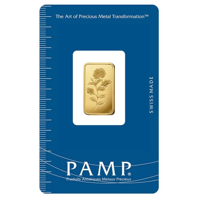 5 Gram PAMP Suisse Rosa Gold Bar .9999 Fine (in Assay)