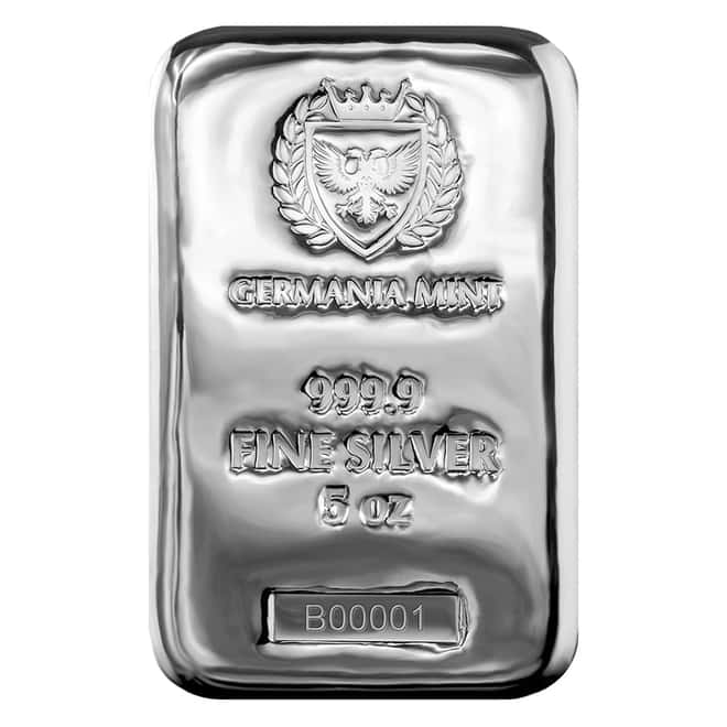 Lot of 20 - 5 oz Germania Mint Silver Bar .9999 Fine