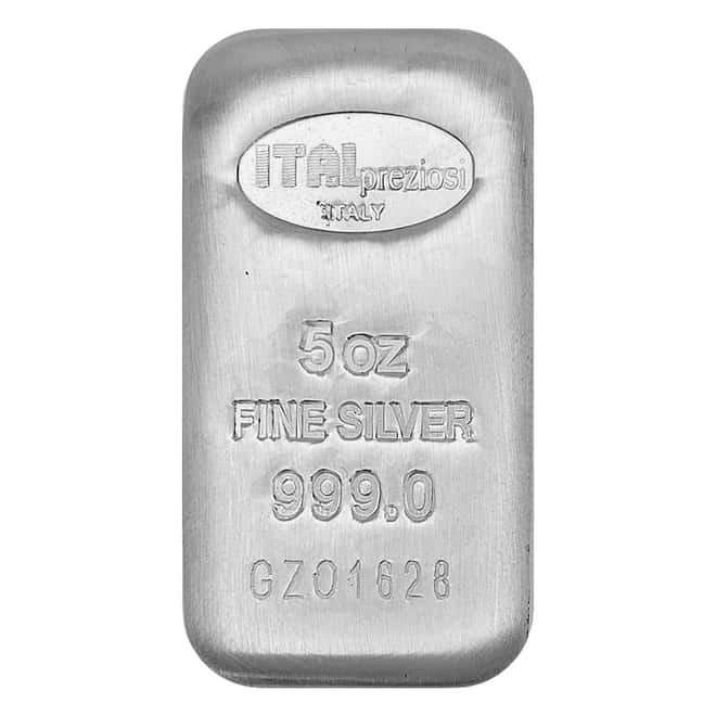 5 oz Italpreziosi Italian Silver Cast Bar .999 Fine