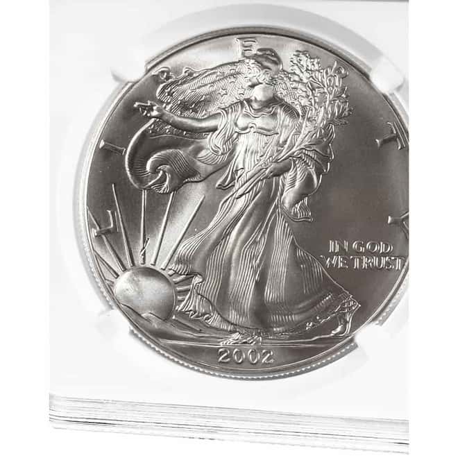 2002 1 oz Silver American Eagle Mint Error NGC MS 69 Early Production