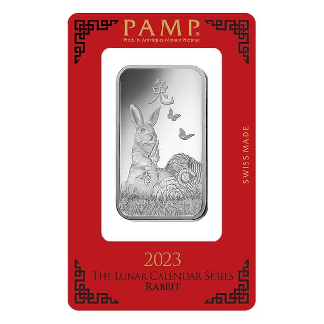1 oz PAMP Suisse Year of the Rabbit Silver Bar (In Assay)