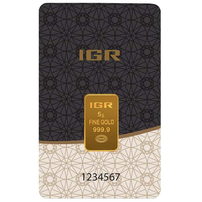 5 Gram Istanbul Gold Refinery (IGR) Bar .9999 Fine (in Assay)