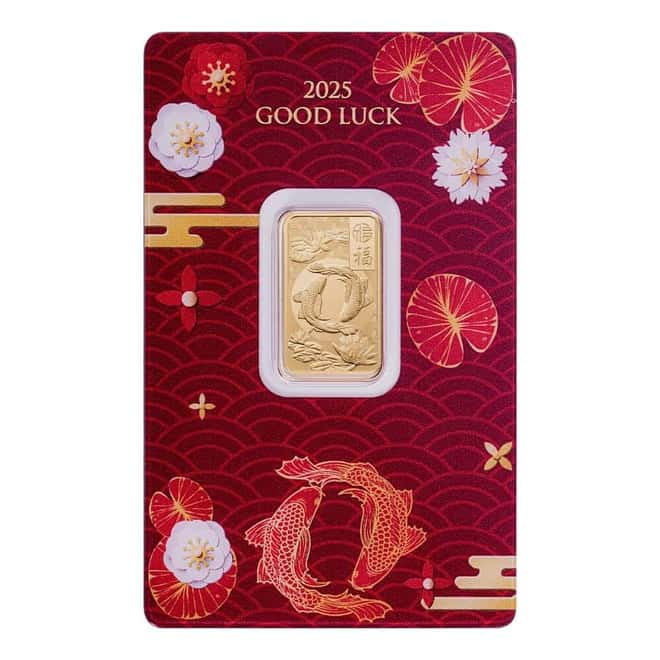2025 5 Gram PAMP Suisse Good Luck Koi Fish Gold Bar .9999 Fine (in Assay)