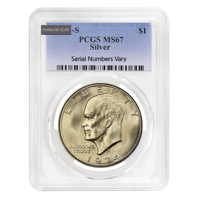 1971-1976 Eisenhower 40% Silver Dollar $1 PCGS MS 67 (Random Year)