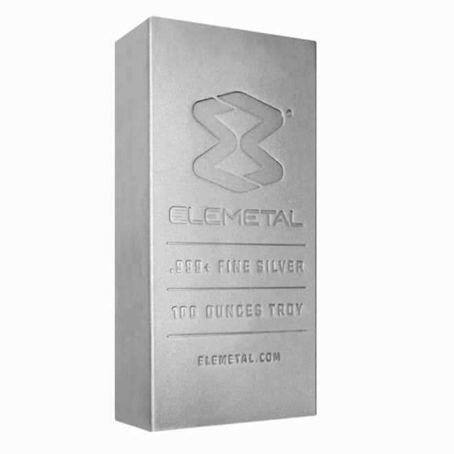 Elemetal Mint 100 oz Silver Bar .999 Fine