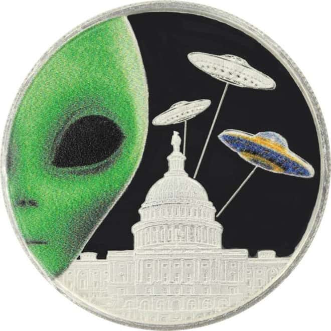 1 oz Highland Mint Colorized Alien Silver Round .999 Fine