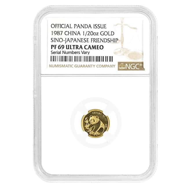 1987 1/20 oz Chinese Gold Panda Sino-Japanese NGC PF 69 UCAM