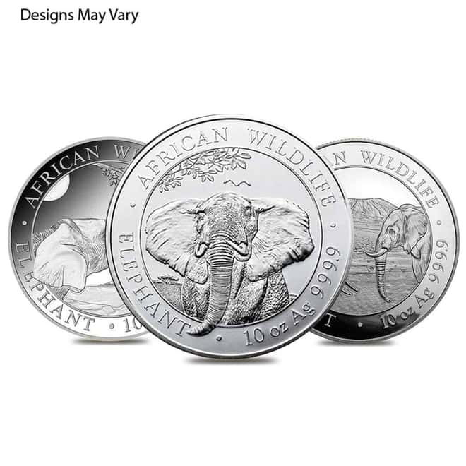 Somalia 10 oz Silver African Elephant Coin BU (Random Year)