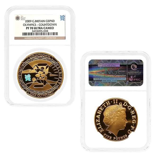 2009 GB 2012 London Olympics Countdown Gold/Silver 3-Coin Set NGC PF 70