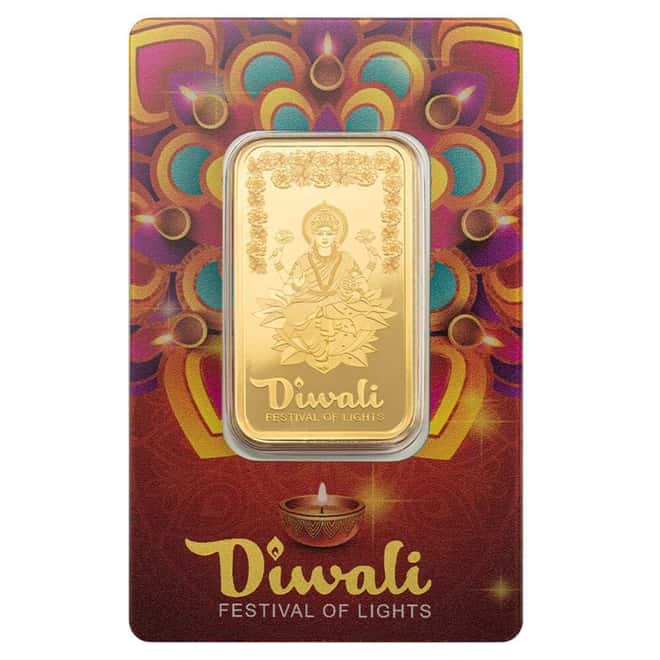 1 oz PAMP Suisse Diwali Lakshmi Gold Bar .9999 Fine (Rangoli Assay)