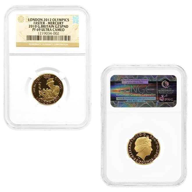 2010 GB 2012 London Olympics Faster Gold 3-Coin Set NGC PF 69