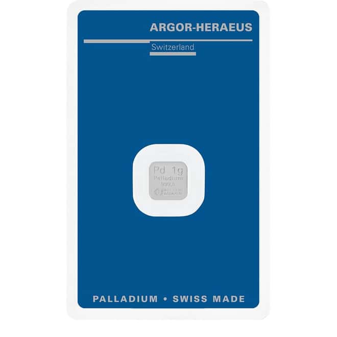 1 Gram Palladium Bar - Argor-Heraeus .9995 Fine (in Assay)