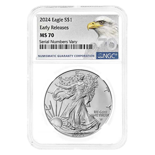 2024 1 oz Silver American Eagle NGC MS 70 ER Eagle