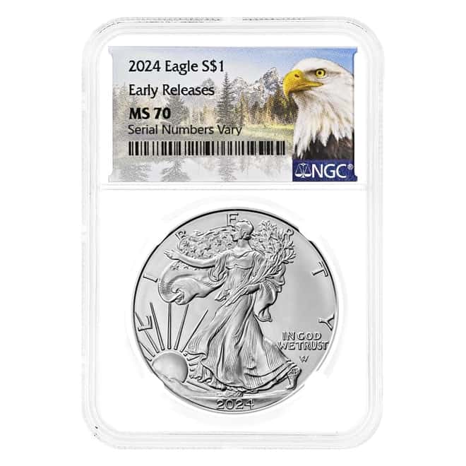 Lot of 20 - 2024 1 oz Silver American Eagle NGC MS 70 ER Mountain
