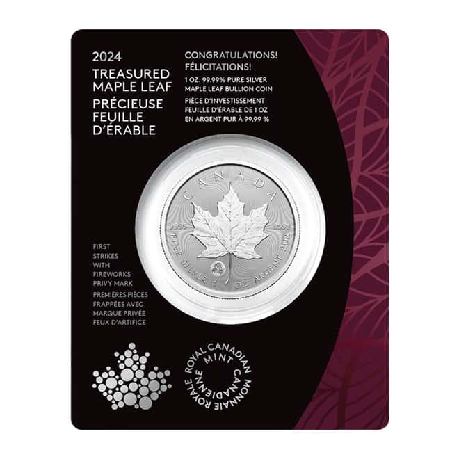 2024 Canada 1 oz Treasured Silver Maple Leaf Congratulations Privy Coin First Strikes