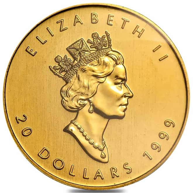 1999 1/2 oz Canadian Gold Maple Leaf $20 Coin BU (20th Ann. Privy)
