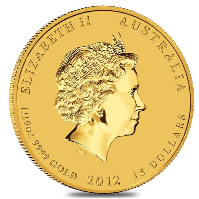 2012 1/10 oz Gold Lunar Year of The Dragon BU Australia Perth Mint In Cap