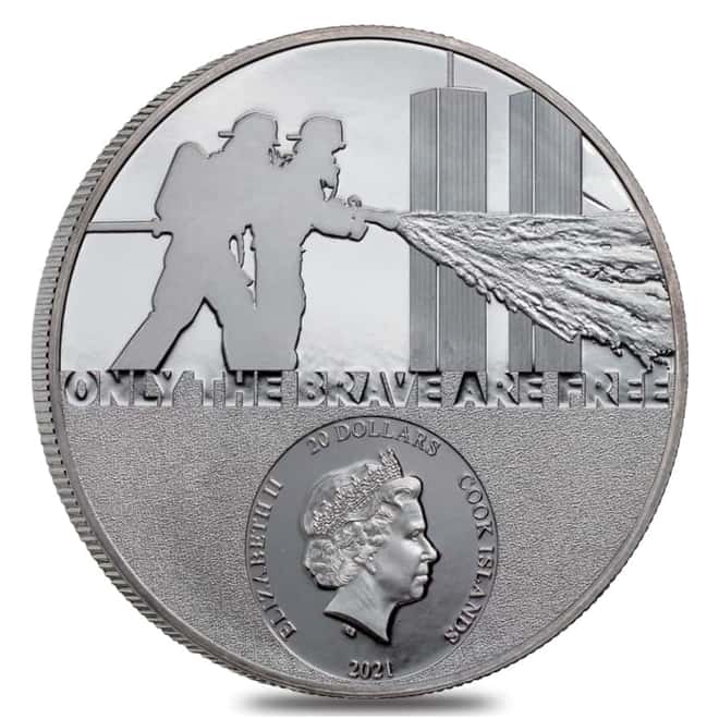 2021 3 oz Proof Silver Real Heroes - Firefighter Cook Islands Coin .999 Fine (w/Box & COA)