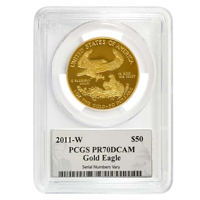 2011 W 1 oz $50 Proof Gold American Eagle PCGS PF 70 DCAM (Philip Diehl Sign)