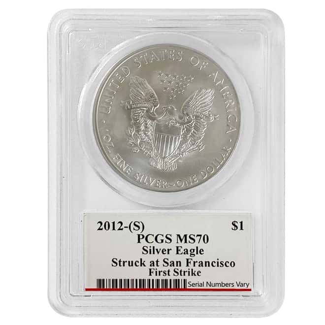 2012 (S) 1 oz Silver American Eagle $1 Coin PCGS MS 70 FS (John Mercanti Sign)