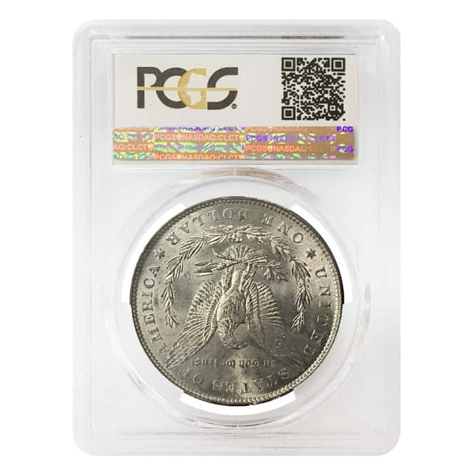 1878 Silver Morgan Dollar 7 Tailfeathers Reverse of 79 PCGS MS 63