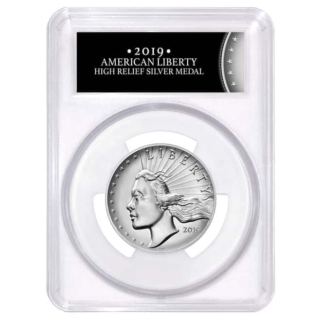 2019 P 2.5 oz American Liberty High Relief Silver Medal PCGS SP 70 FS (Liberty Label)