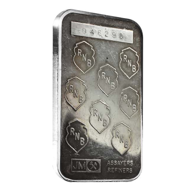 1 oz Johnson Matthey Republic National Bank Silver Vintage Bar .999 Fine (Secondary Market)