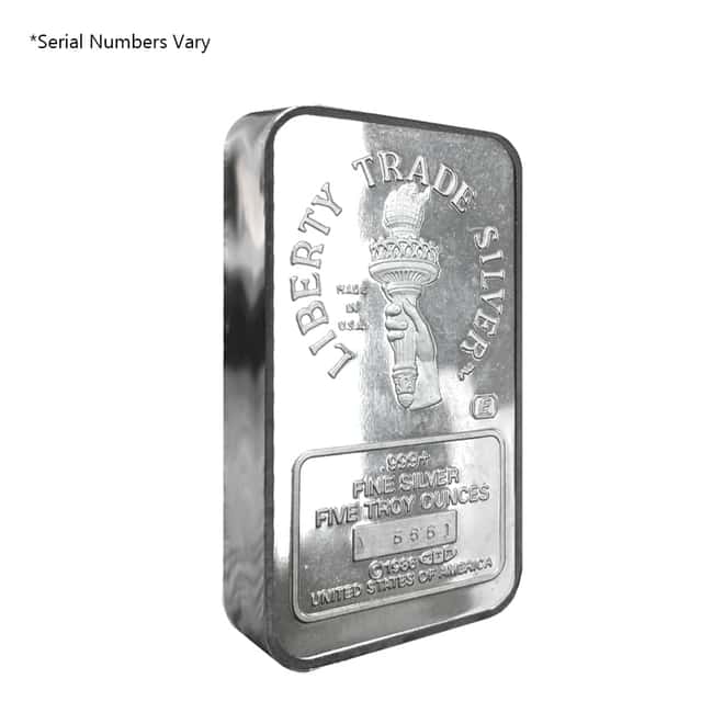 1986 5 oz Engelhard MTB Liberty Trade Silver Vintage Bar .999+ Fine