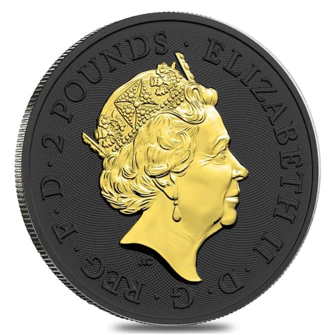 2020 Great Britain 1 oz Silver Year of the Mouse / Rat Coin .999 Fine Black Ruthenium 24K Gold Edition (w/Box & COA)