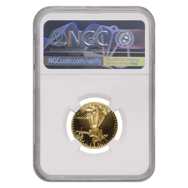 1991 P 1/4 oz $10 Proof Gold American Eagle NGC PF 69 UCAM Mint Error (Rev Struck Thru)