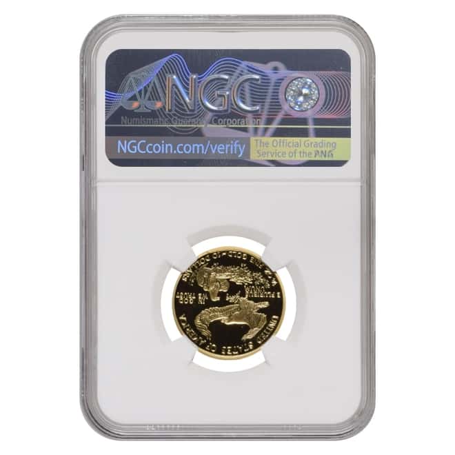 1992 P 1/4 oz $10 Proof Gold American Eagle NGC PF 69 UCAM Mint Error (Obv Struck Thru)