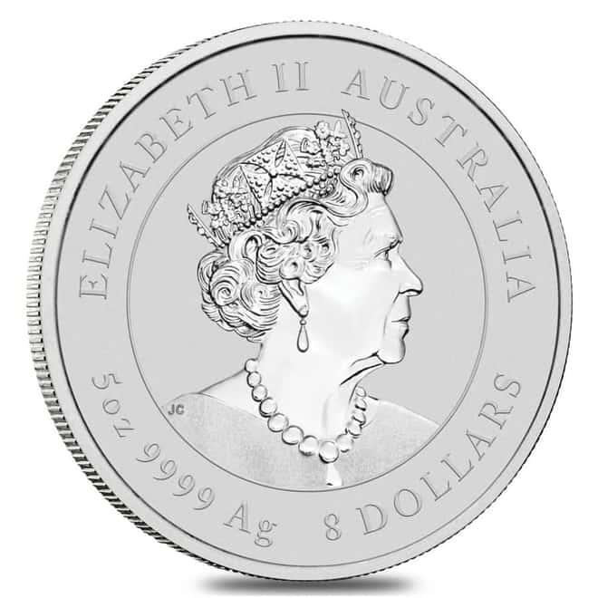 2020 5 oz Silver Lunar Year of The Mouse / Rat BU Australian Perth Mint In Cap