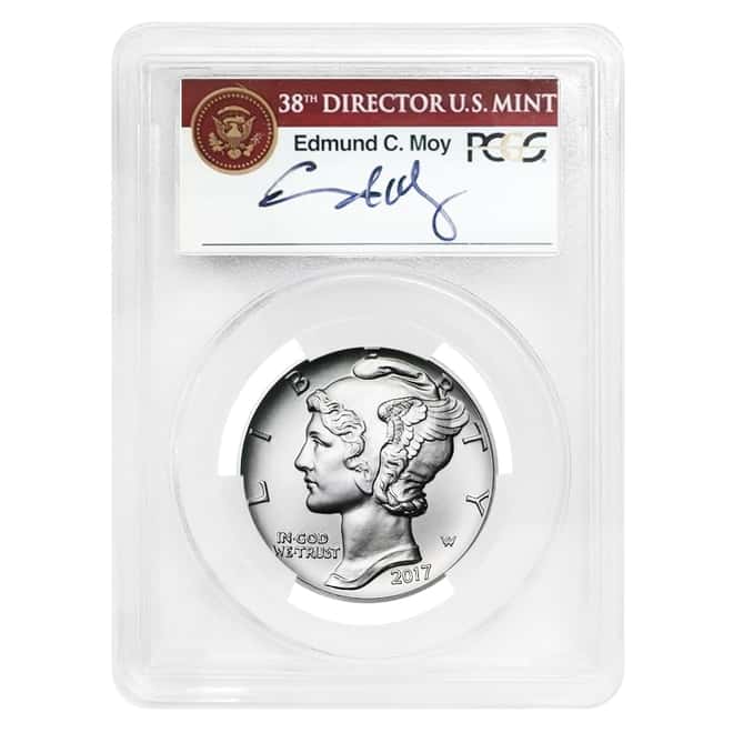 2017 1 oz Palladium American Eagle PCGS MS 70 First Strike (Edmund C.Moy Sign Label)