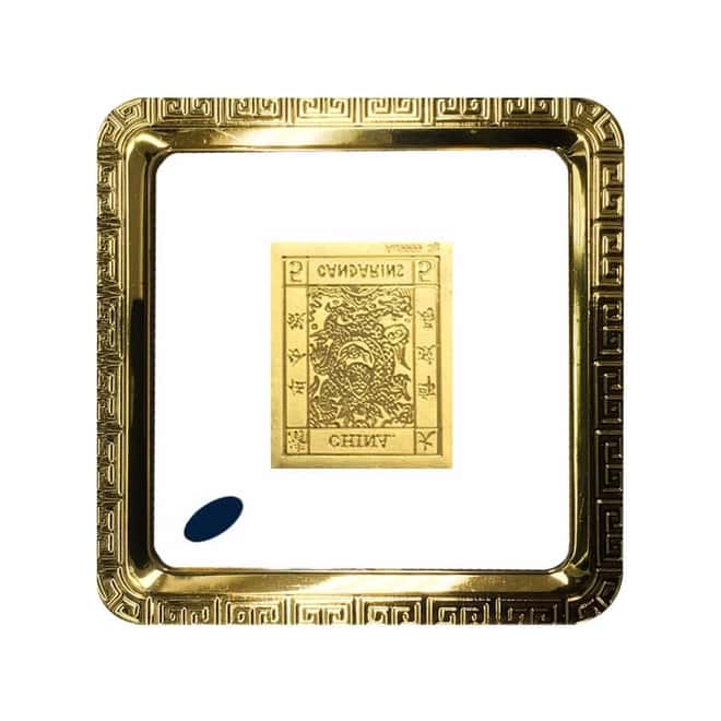 3 gram Gold Chinese 5 Candarins Dragon Stamp .9999 Fine (w/Box & COA)