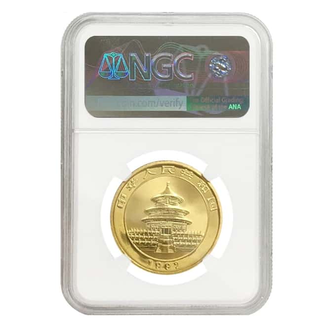 1992 1 oz Chinese Gold Panda 100 Yuan Large Date NGC MS 69