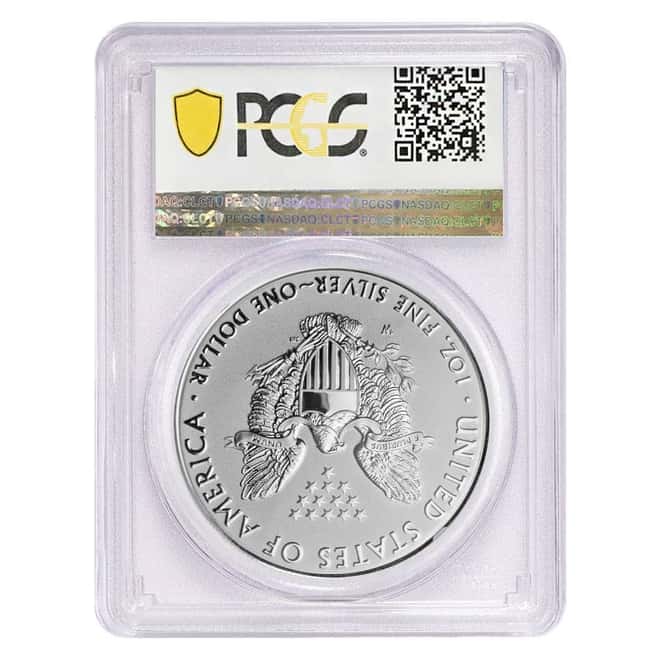 2019 W 1 oz Enhanced Rev. Proof Silver American Eagle PCGS PF 69 (Pride of Two Nations)