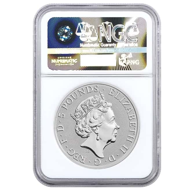 2020 Great Britain 2 oz Silver Queen's Beasts White Lion of Mortimer Coin NGC MS 69 FDOI
