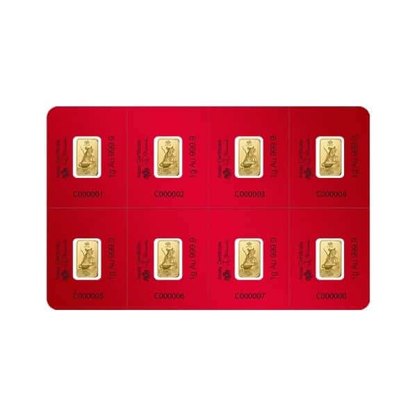 1 gram Gold Bar - PAMP Suisse Lunar Mouse / Rat .9999 Fine (In Assay from Multigram+8)