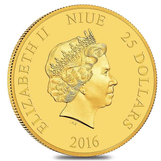 2016 1/4 oz Niue $25 Star Wars Princess Leia Proof Gold Coin (w/Box & COA)