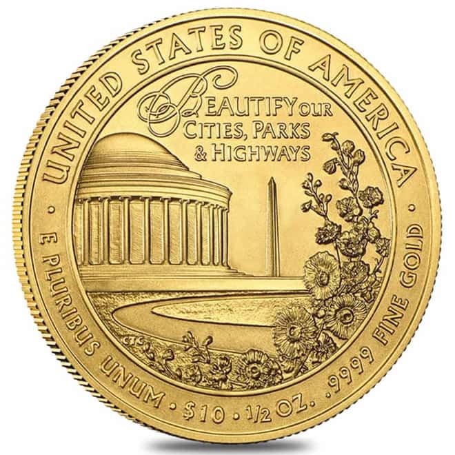 2015 W 1/2 oz $10 First Spouse - Lady Bird Johnson Gold Coin BU (w/Box & COA)