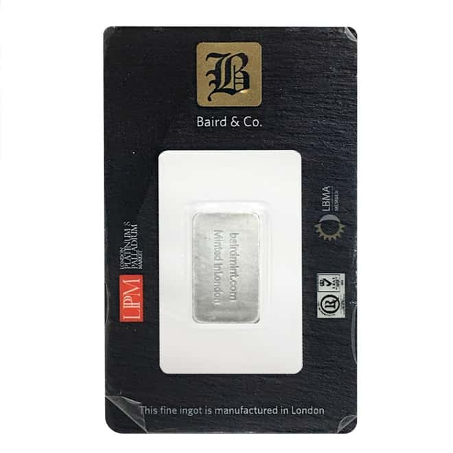 1/10 oz Baird Mint Rhodium Bar .999 Fine (In Assay)