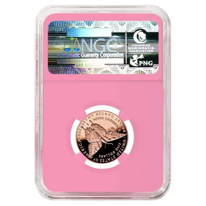 2018 W Breast Cancer Awareness $5 Proof Gold Commemorative NGC PF 70 UCAM (Pink Holder)