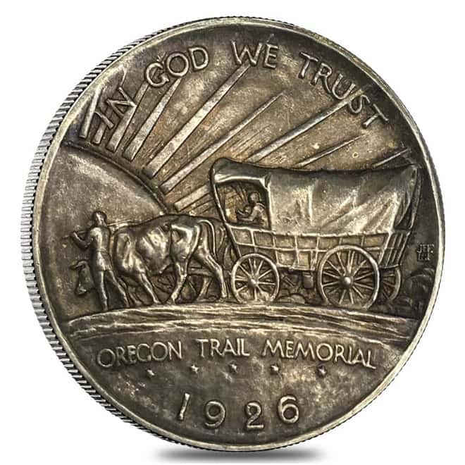 1926 Oregon Trail Half Dollar 90% Silver Commem Avg Circ