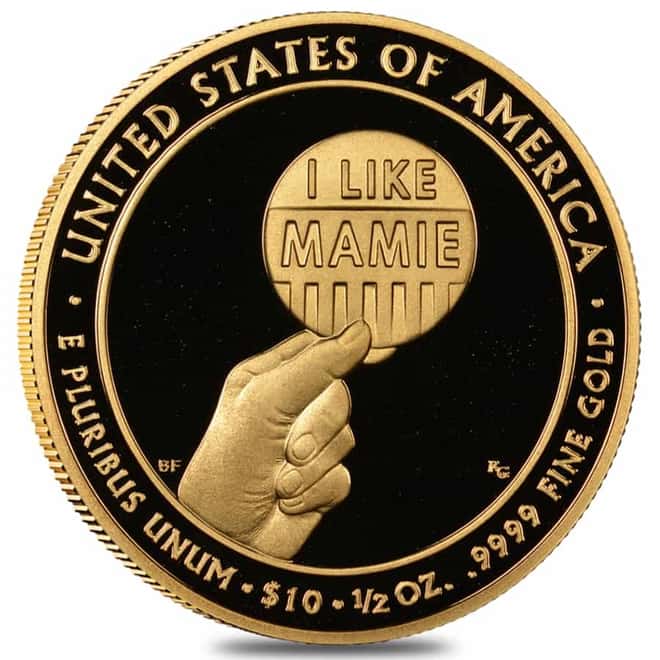 2015 W 1/2 oz $10 First Spouse - Mamie Eisenhower Gold Proof Coin (w/Box & COA)