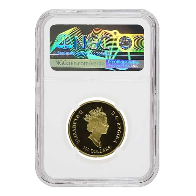 2001 1/4 oz Canadian Gold Library of Parliament $100 Coin NGC PF 70