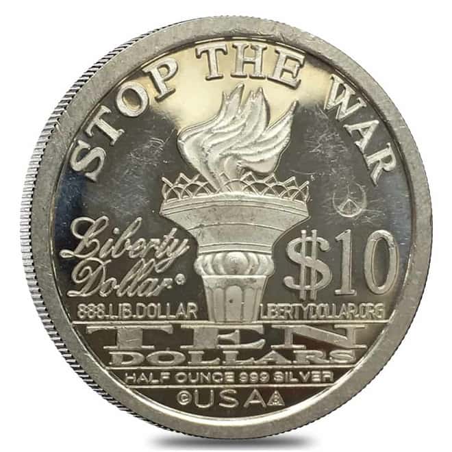 2008 1/2 oz NORFED Liberty Stop The War Silver Round .999 Fine (Peace Hallmark)
