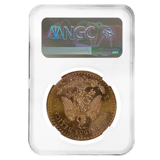 1944 Mexico 50 Pesos Gold Coin NGC MS 64