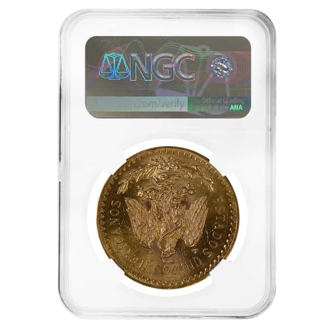 1921 Mexico 50 Pesos Gold Coin NGC MS 63
