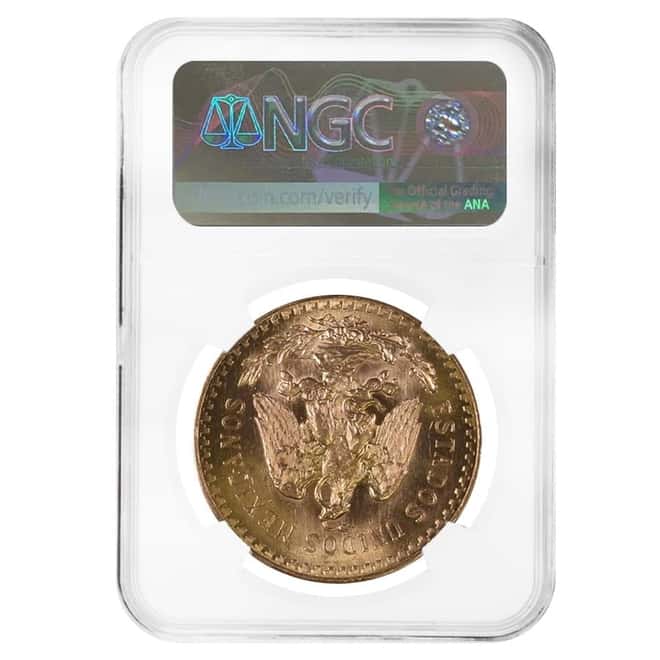 1946 Mexico 50 Pesos Gold Coin NGC UNC Details