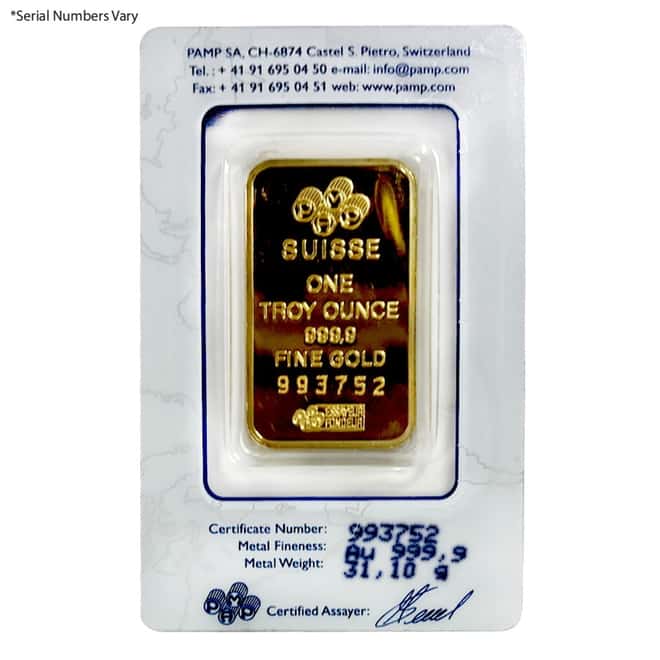 Vintage Assay - 1 oz Gold Bar PAMP Suisse Lady Fortuna .9999 Fine